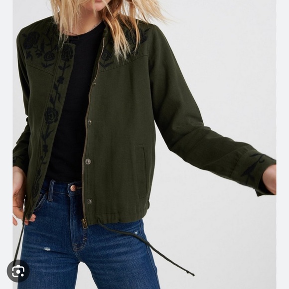 Lucky Brand Jackets & Blazers - Lucky brand floral embroidered utility jacket medium